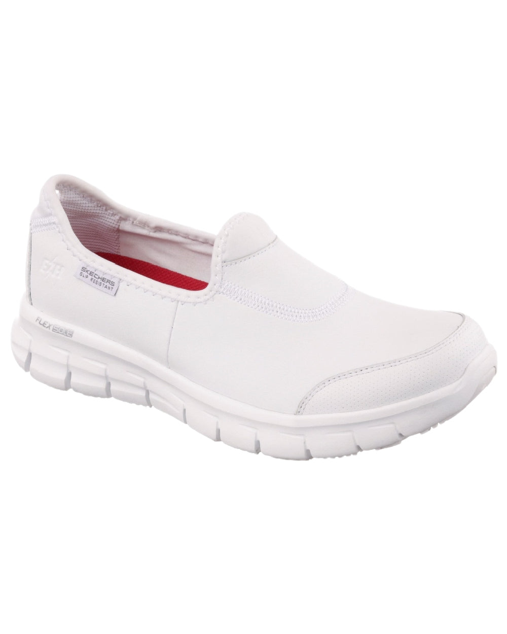 White Coloured Skechers Workwear Womens Sure Track Slip Resistant Occupational Shoes on white background 