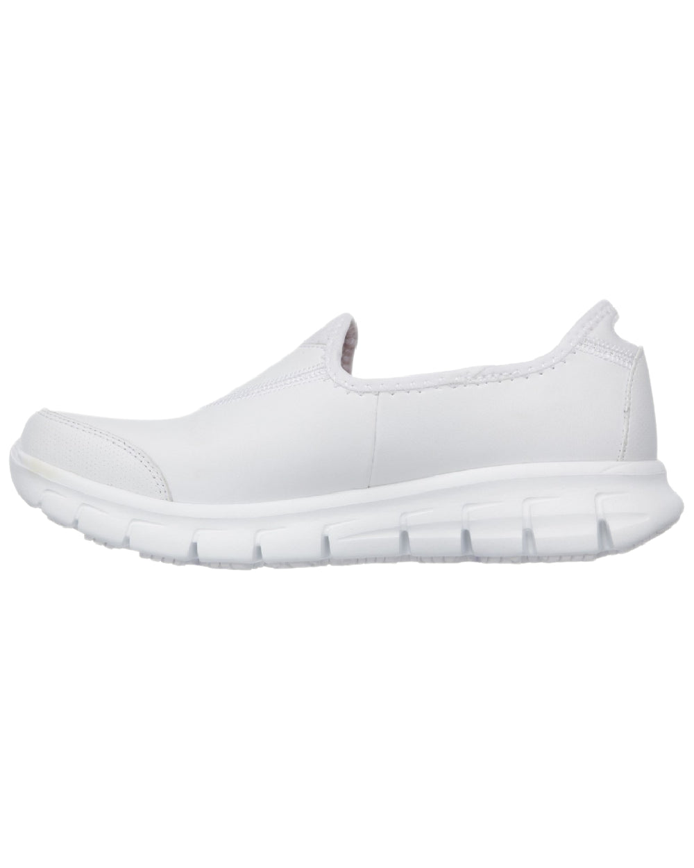White Coloured Skechers Workwear Womens Sure Track Slip Resistant Occupational Shoes on white background 