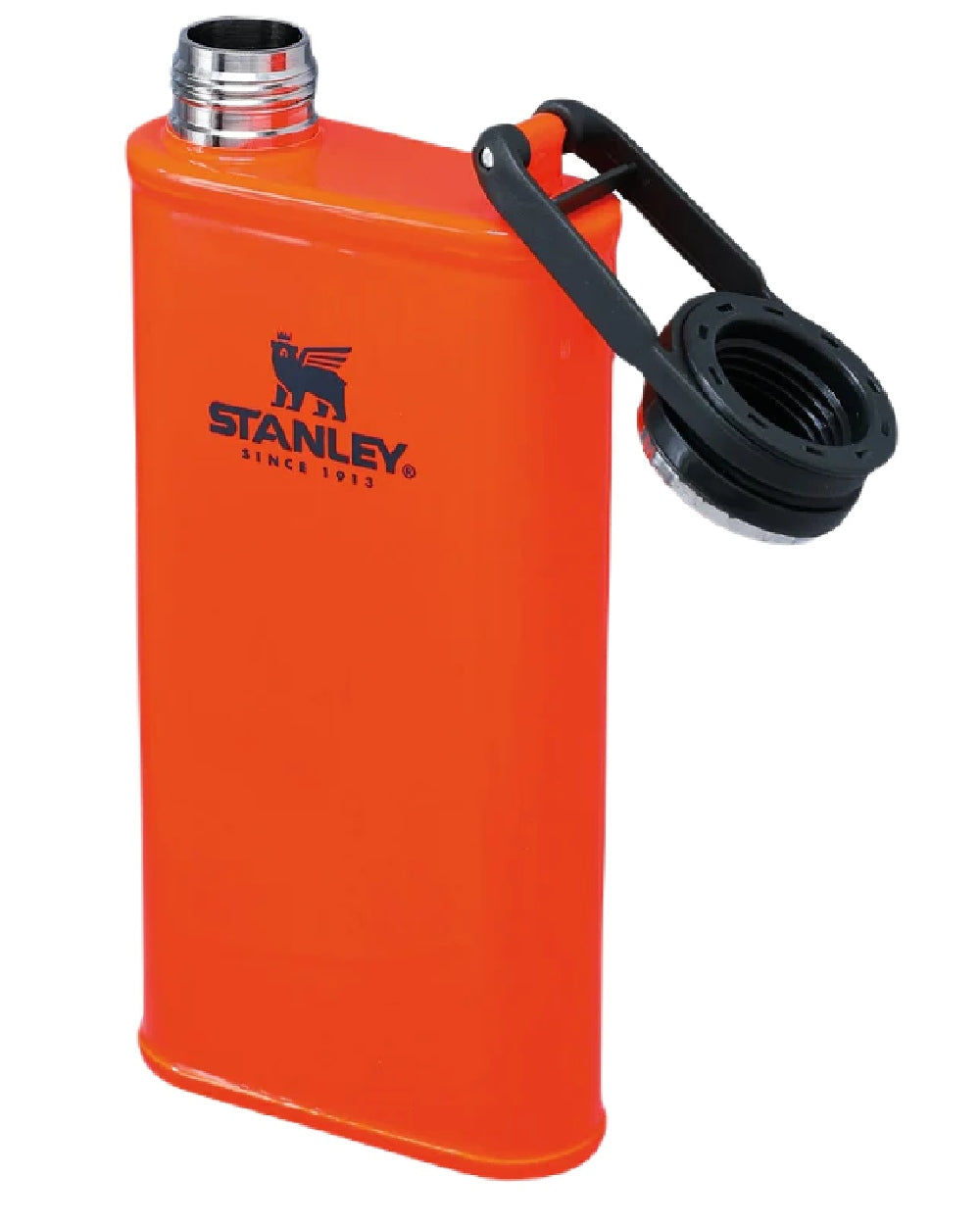 Blaze Oragne coloured Stanley Classic Easy Fill Wide Mouth Flask 0.23L on white background 