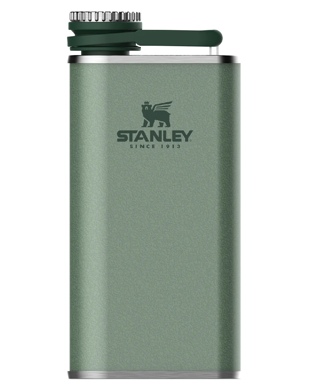 Hammertone Green coloured Stanley Classic Easy Fill Wide Mouth Flask 0.23L on white background 