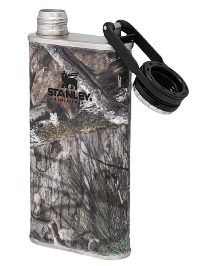 Mossy Oak Country DNA coloured Stanley Classic Easy Fill Wide Mouth Flask 0.23L on white background 