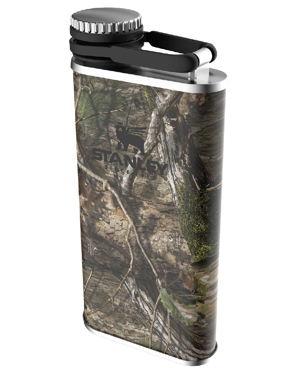 Mossy Oak Country DNA coloured Stanley Classic Easy Fill Wide Mouth Flask 0.23L on white background 