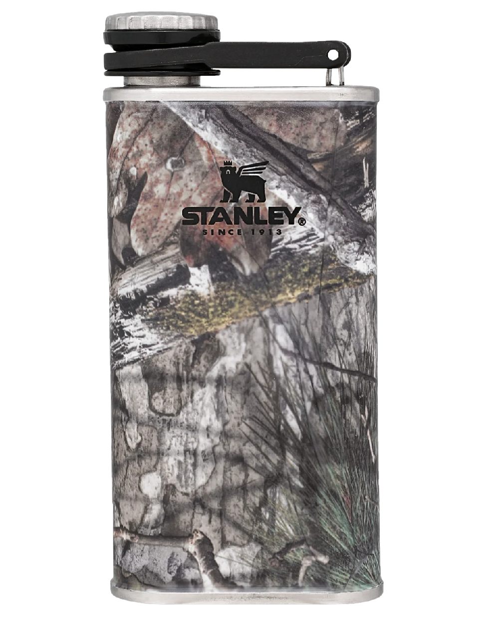 Mossy Oak Country DNA coloured Stanley Classic Easy Fill Wide Mouth Flask 0.23L on white background 