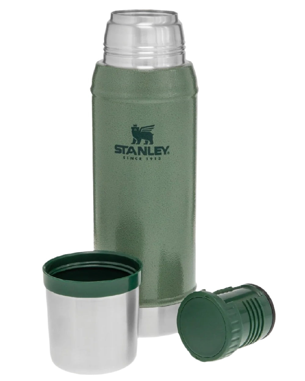 Hammertone Green coloured Stanley Classic Legendary Bottle 0.75L on white background 