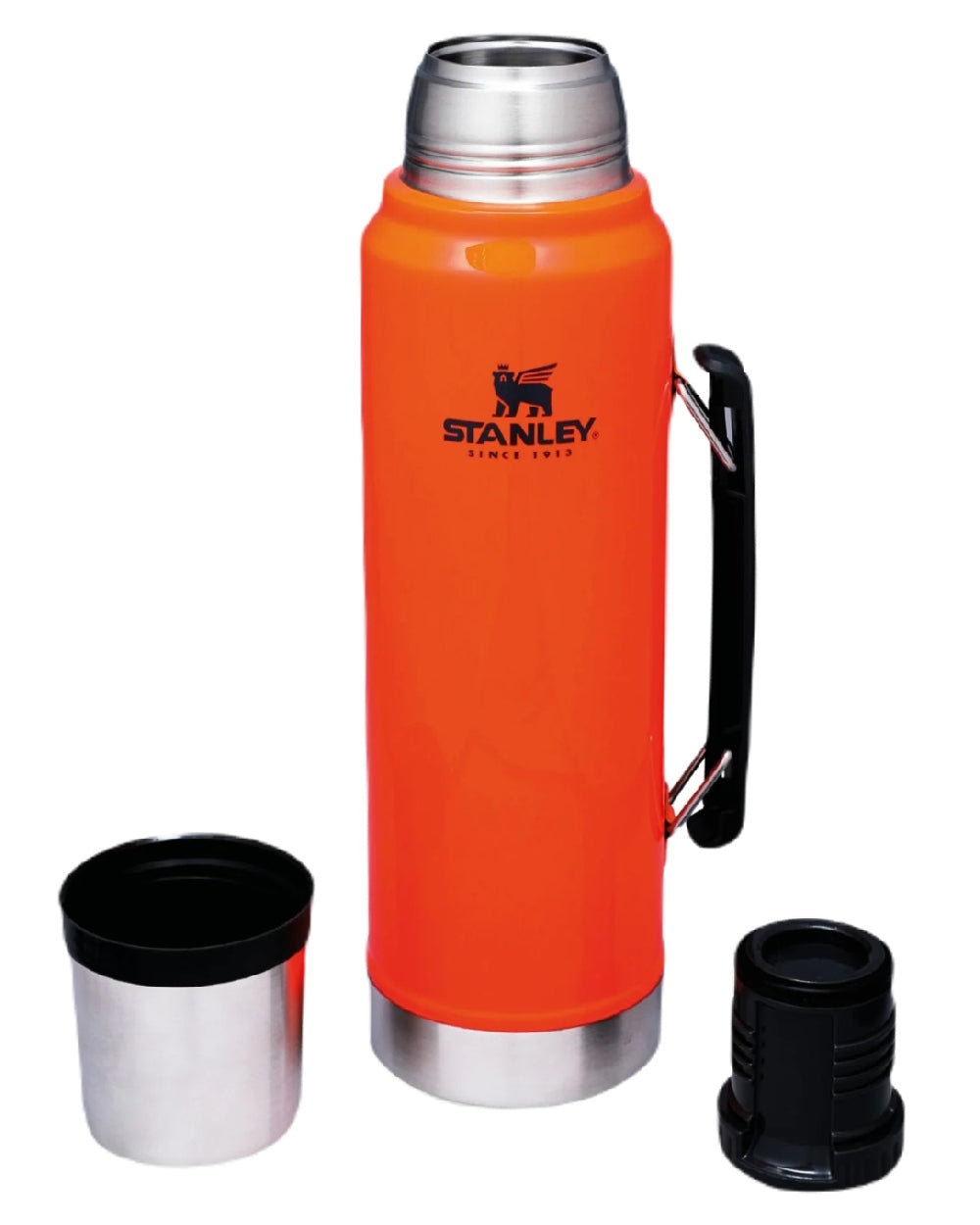 Blaze Orange coloured Stanley Classic Legendary  Bottle 1.0L on white background 