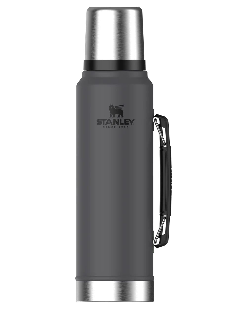 Charcoal coloured Stanley Classic Legendary  Bottle 1.0L on white background 