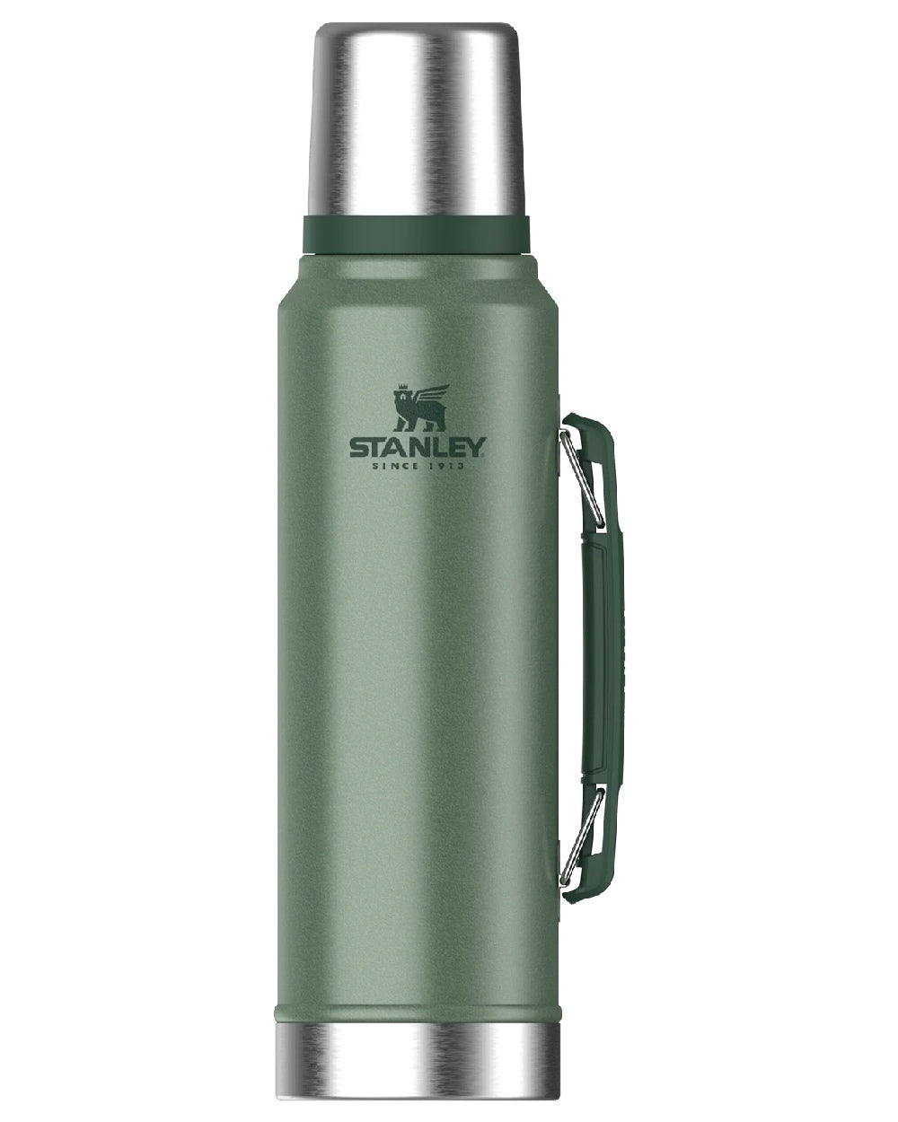 Hammertone Green coloured Stanley Classic Legendary  Bottle 1.0L on white background 