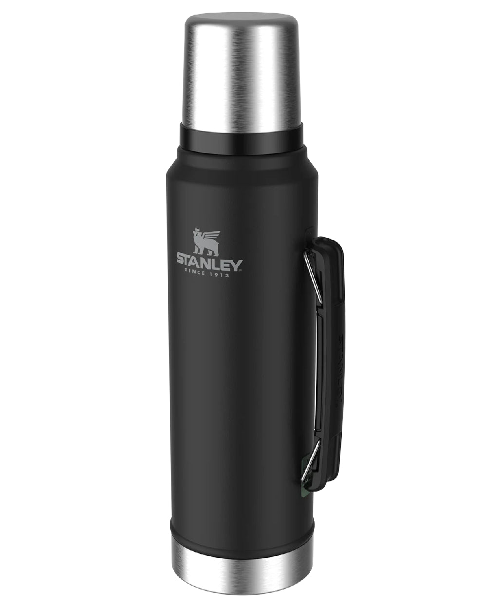 Matte Black Pebble coloured Stanley Classic Legendary  Bottle 1.0L on white background 