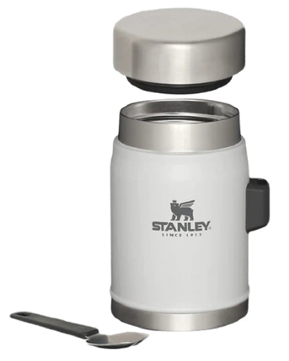 Ash coloured Stanley Classic Legendary Food Jar and Spork 0.4L on white background 