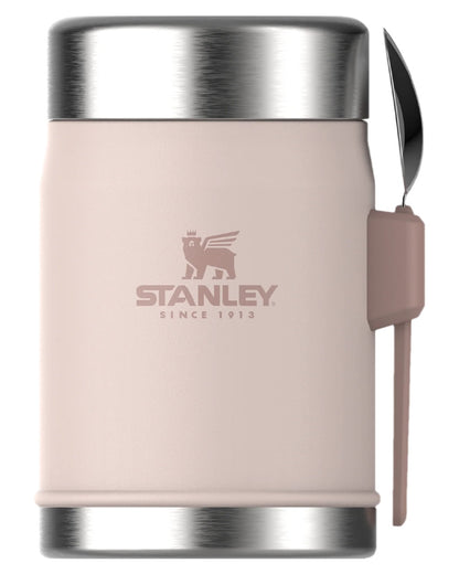 Rose Quartz Coloured Stanley Classic Legendary Food Jar and Spork 0.4L on white background 