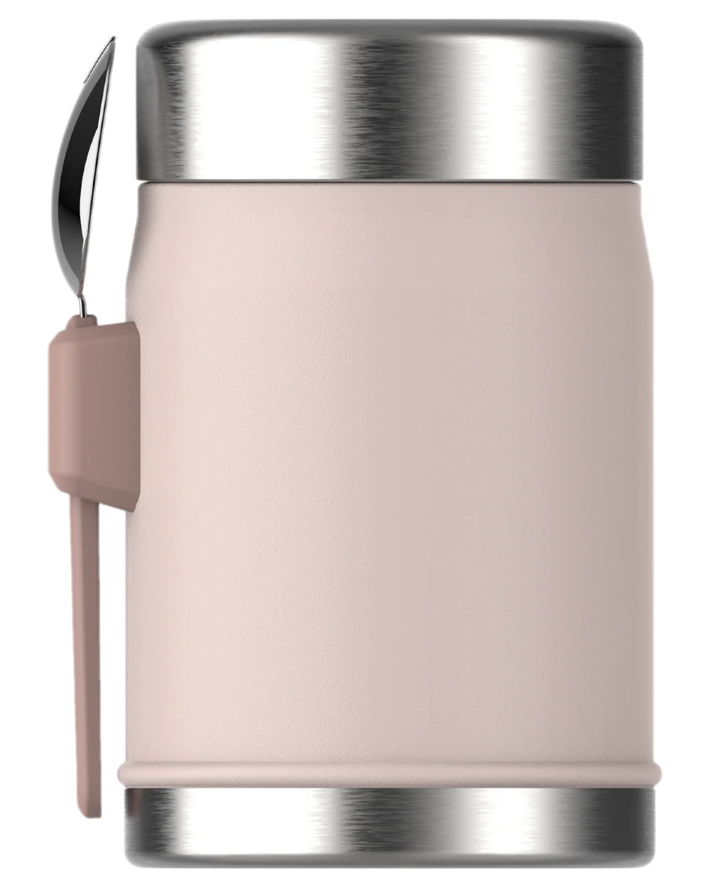 Rose Quartz Coloured Stanley Classic Legendary Food Jar and Spork 0.4L on white background 