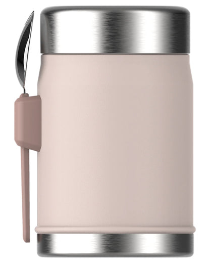 Rose Quartz Coloured Stanley Classic Legendary Food Jar and Spork 0.4L on white background 