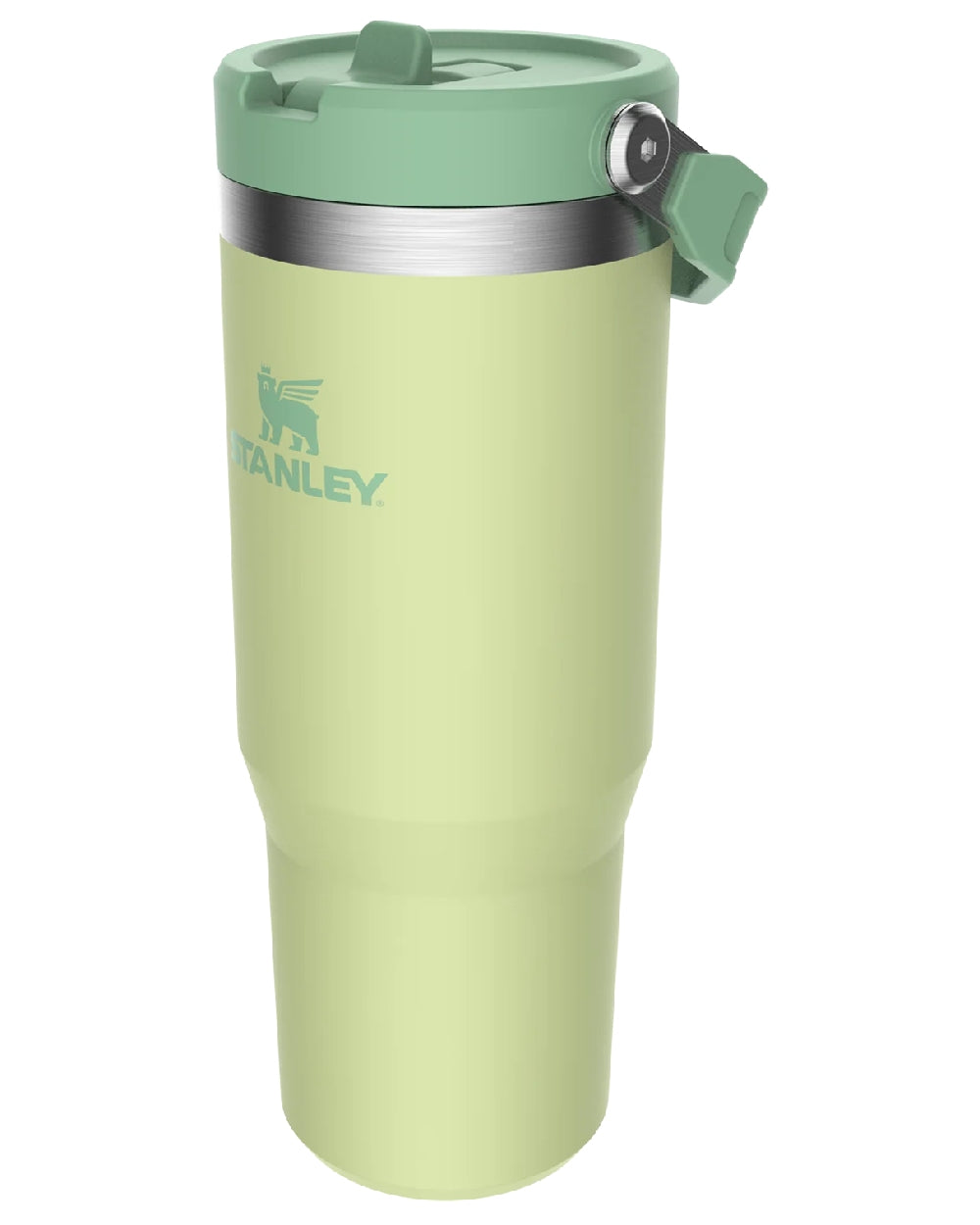 Citron coloured Stanley IceFlow Flip Straw Tumbler 0.89L on white background 