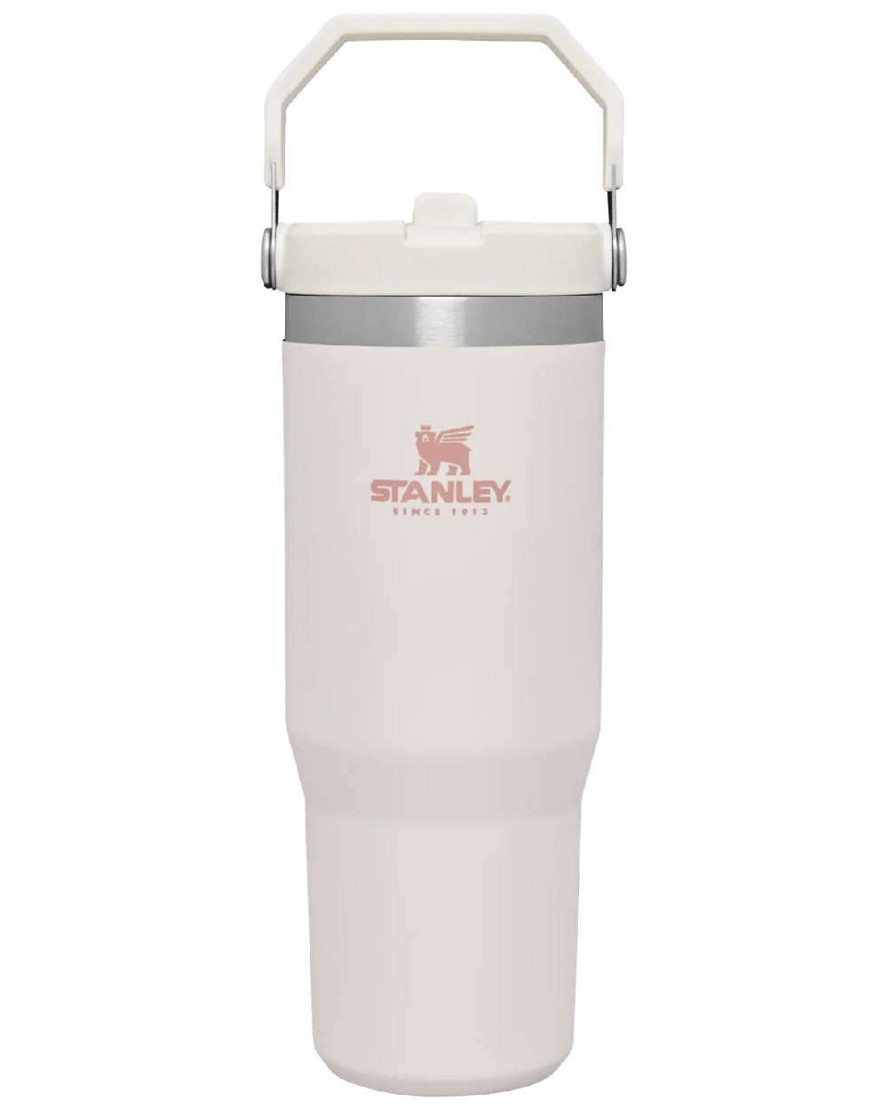 Rose Quartz coloured Stanley IceFlow Flip Straw Tumbler 0.89L on white background 