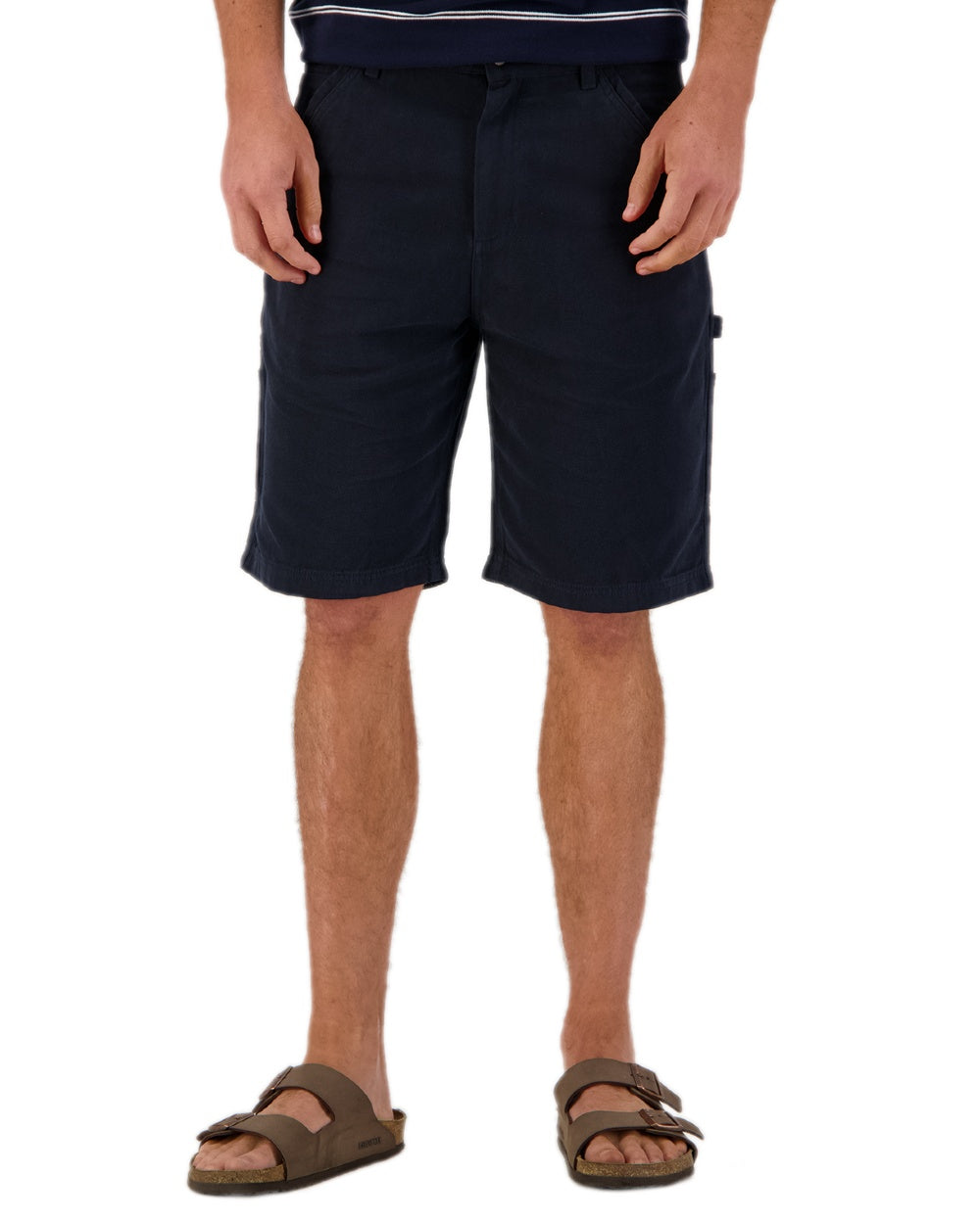 Navy Coloured Swanndri Glenbrook Shorts on white background 