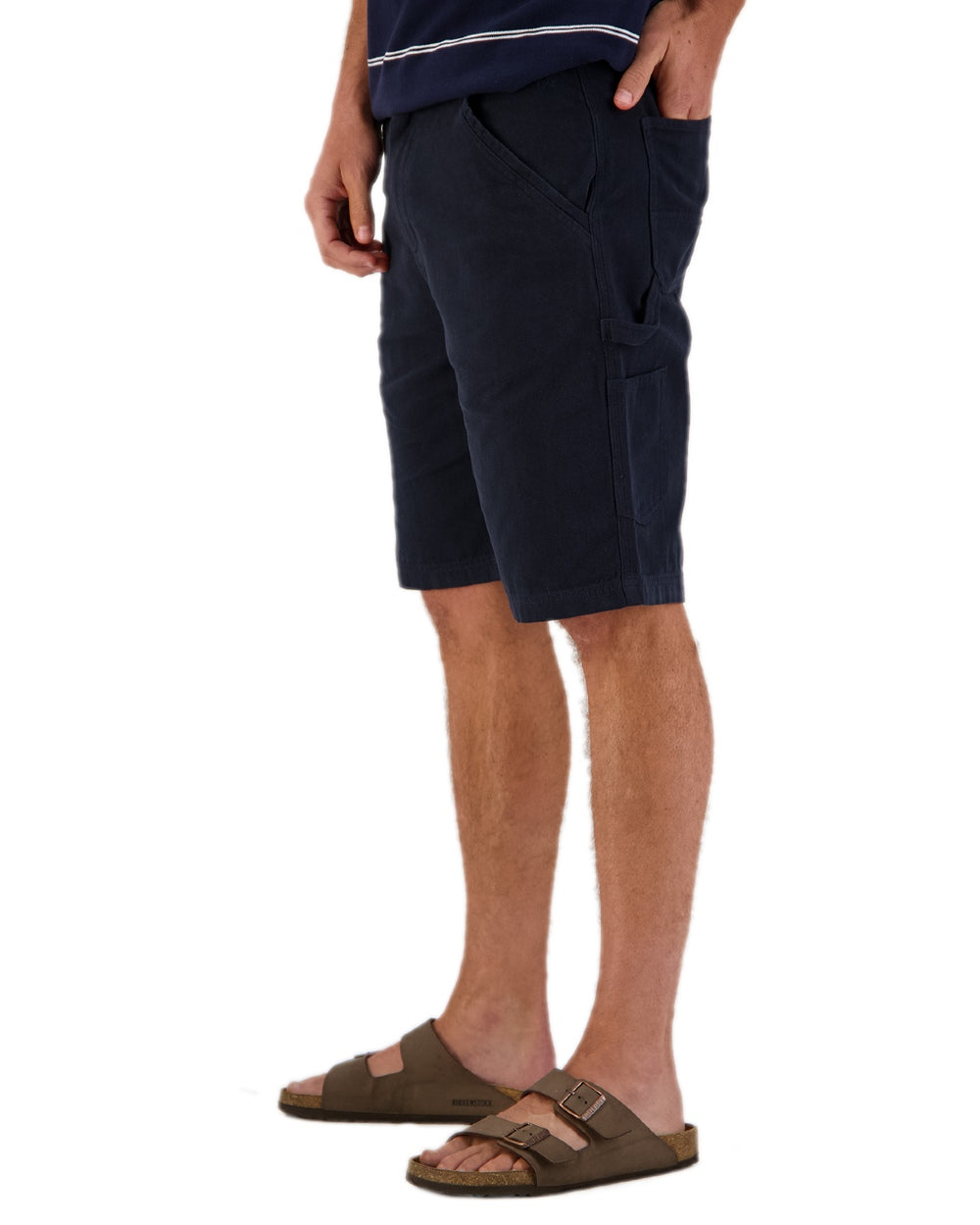 Navy Coloured Swanndri Glenbrook Shorts on white background 