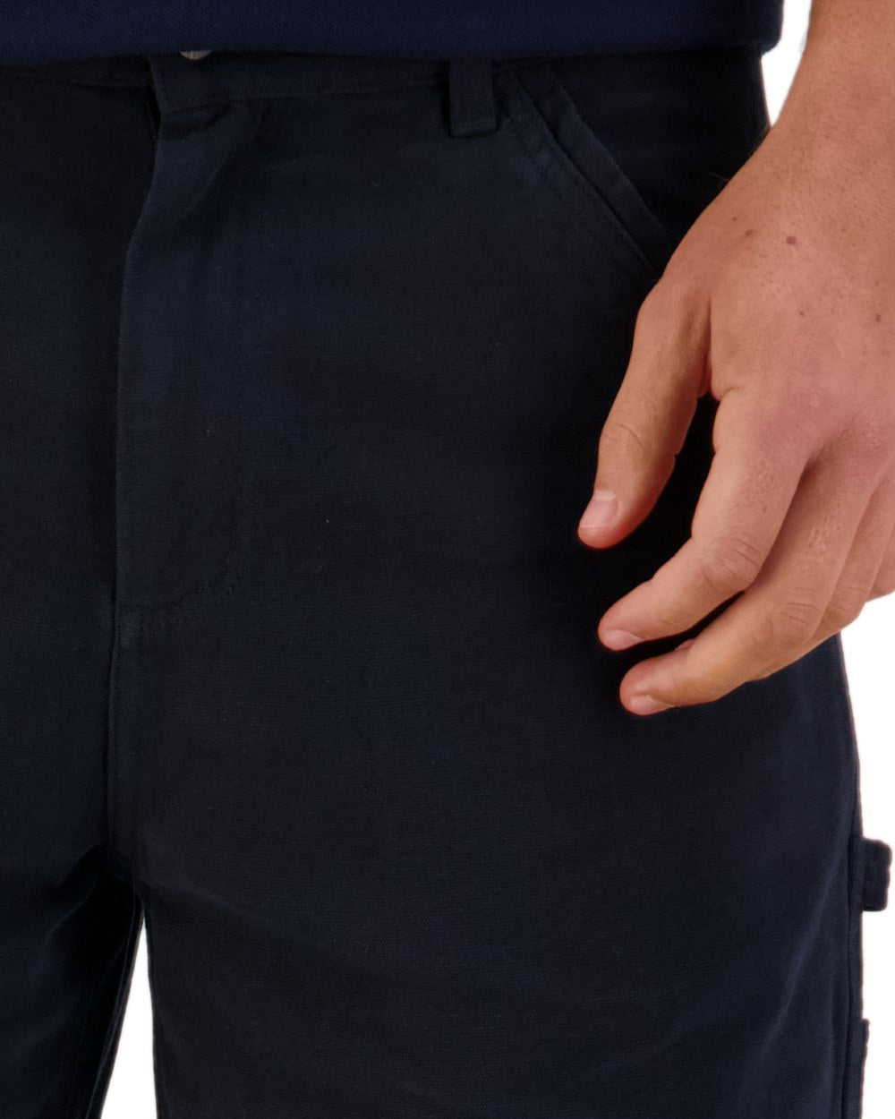 Navy Coloured Swanndri Glenbrook Shorts on white background 