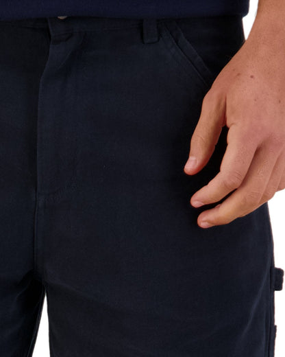 Navy Coloured Swanndri Glenbrook Shorts on white background 