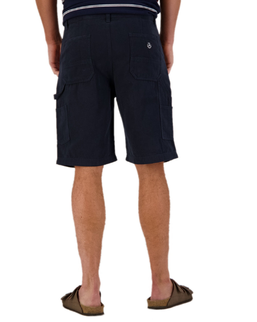 Navy Coloured Swanndri Glenbrook Shorts on white background 