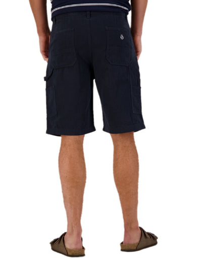 Navy Coloured Swanndri Glenbrook Shorts on white background 