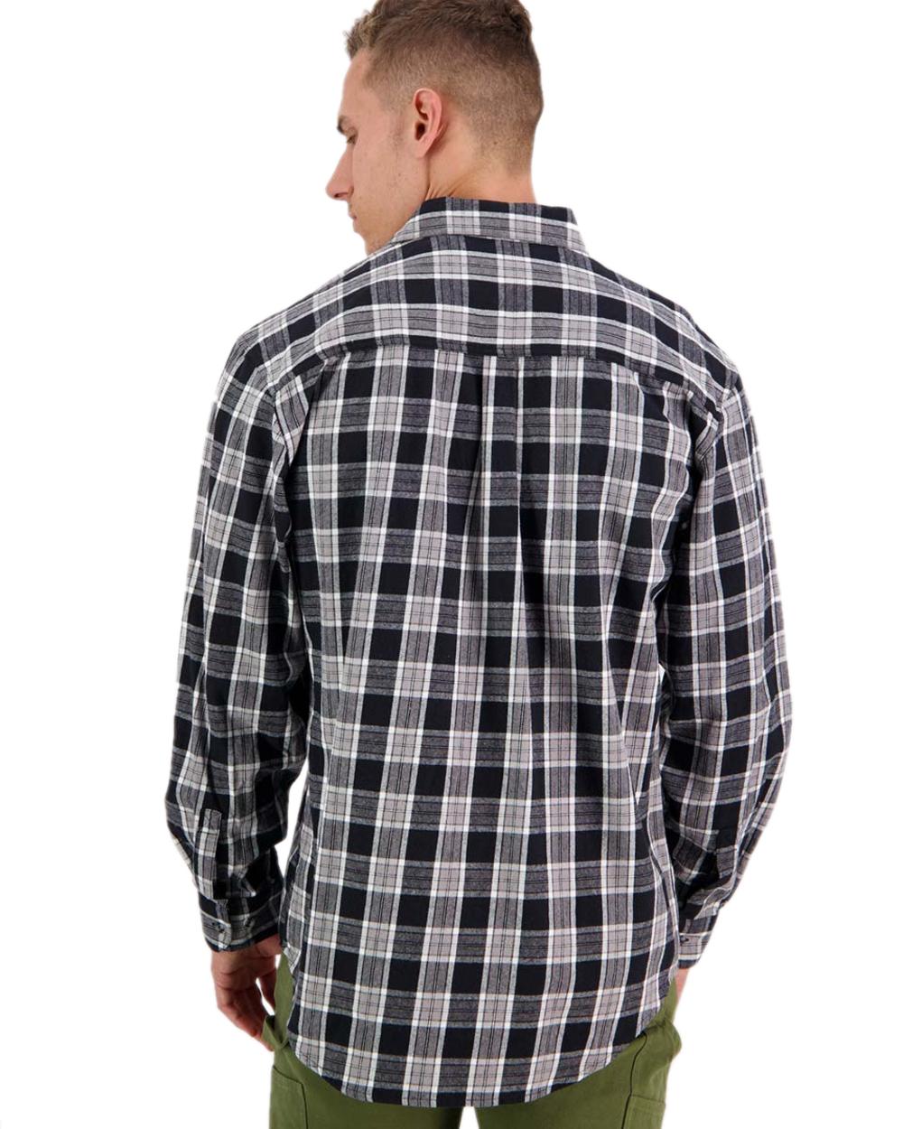 Black Coloured Swanndri Mens Barn Shirt on white background 