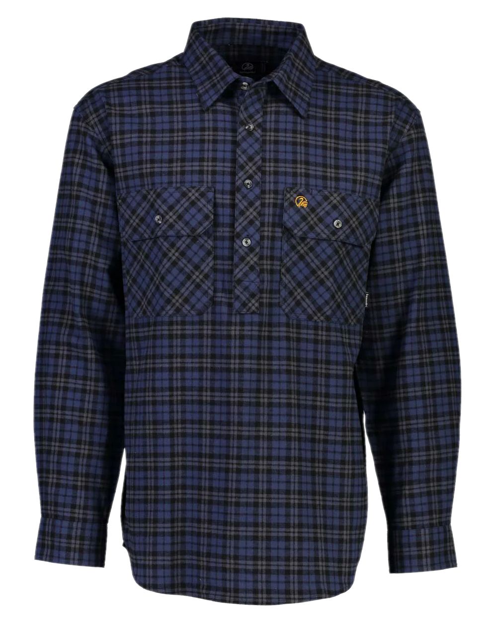 Blue Coloured Swanndri Mens Barn Shirt on white background 