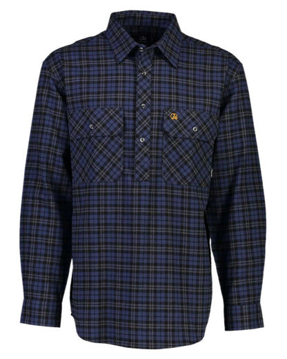 Blue Coloured Swanndri Mens Barn Shirt on white background 