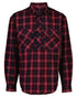 Red Coloured Swanndri Mens Barn Shirt on white background 