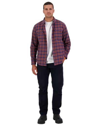 Navy Coloured Swanndri Mens Bedrock Canvas Work Pant on white  background 