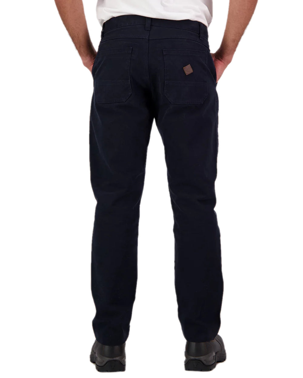 Navy Coloured Swanndri Mens Bedrock Canvas Work Pant on white  background 