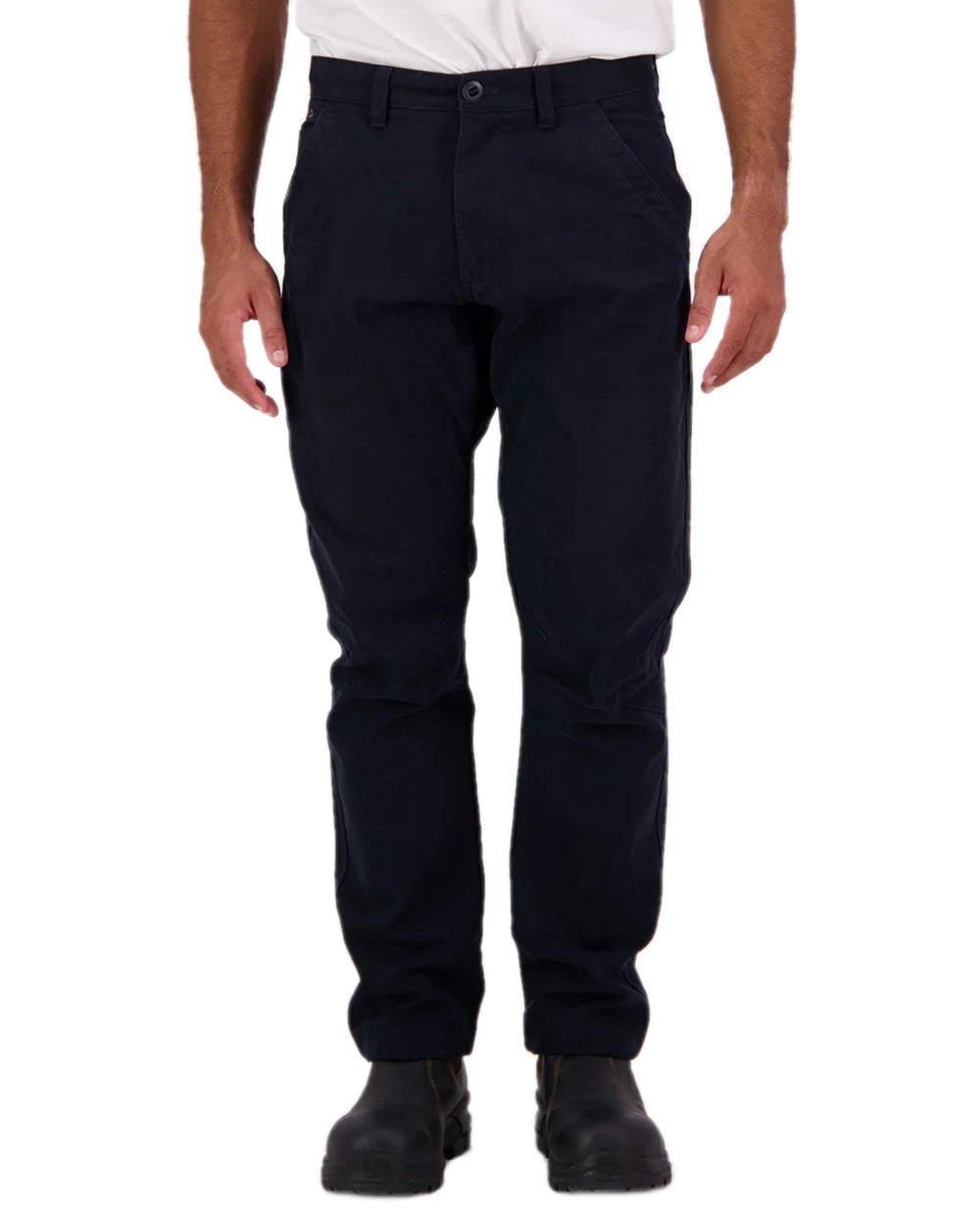 Navy Coloured Swanndri Mens Bedrock Canvas Work Pant on white  background 