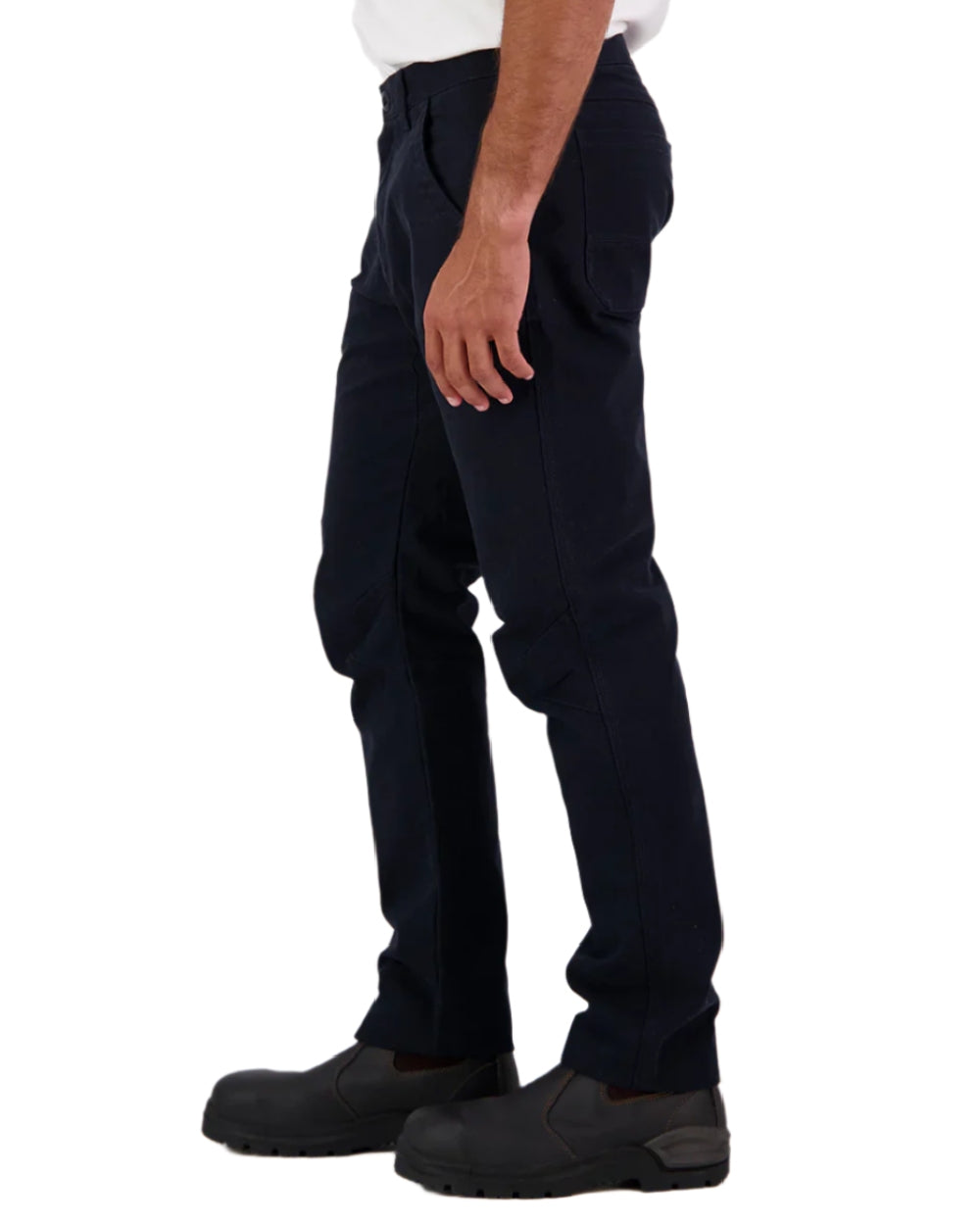 Navy Coloured Swanndri Mens Bedrock Canvas Work Pant on white  background 