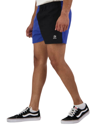 Blue Black Coloured Swanndri Mens Chequered Rugby Short on white background 
