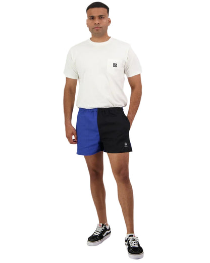 Blue Black Coloured Swanndri Mens Chequered Rugby Short on white background 
