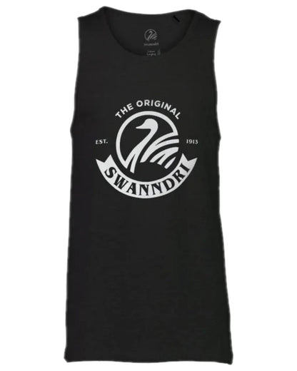 Black White Coloured Swanndri Mens Classic Singlet on white background 