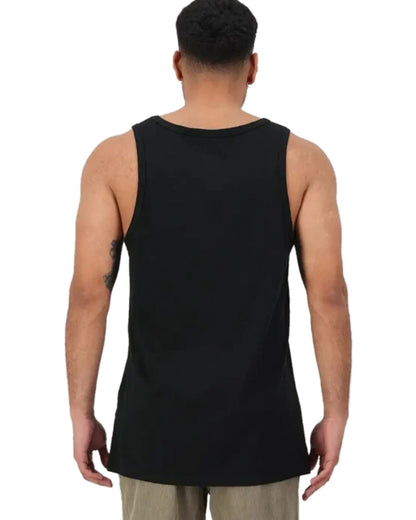 Black White Coloured Swanndri Mens Classic Singlet on white background 