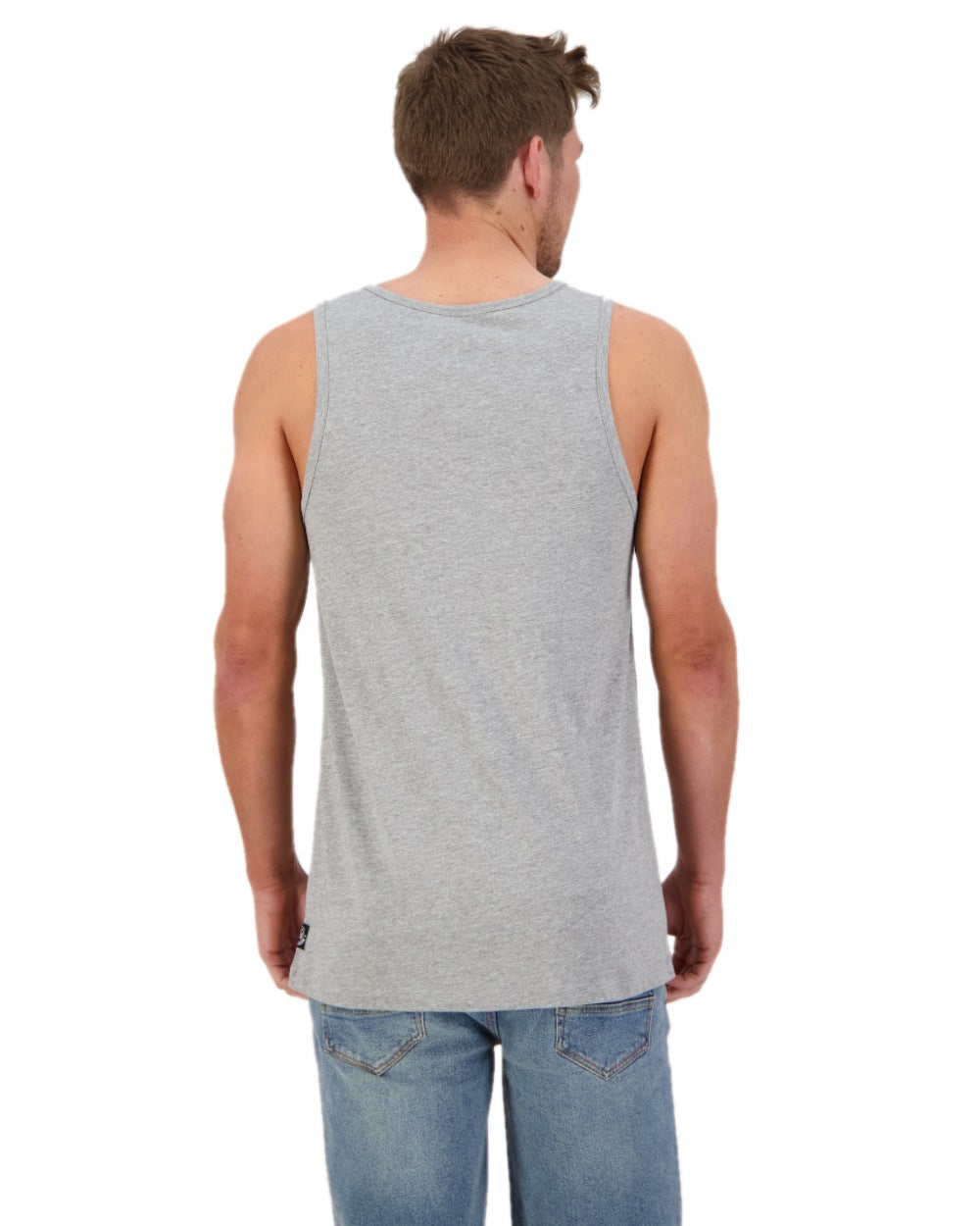 Grey Marle Black Coloured Swanndri Mens Classic Singlet on white background 