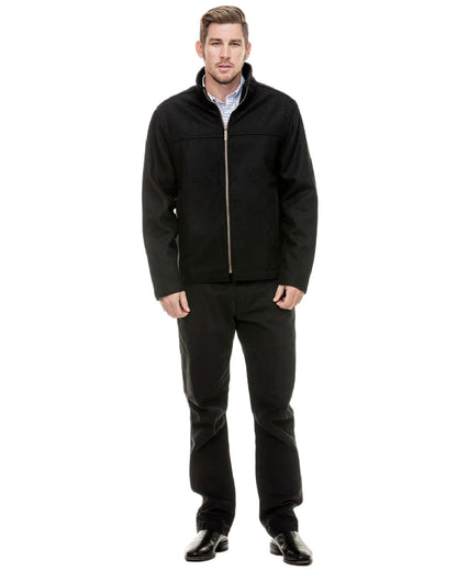 Black Coloured Swanndri Mens Falcon Wool Jacket on white background 