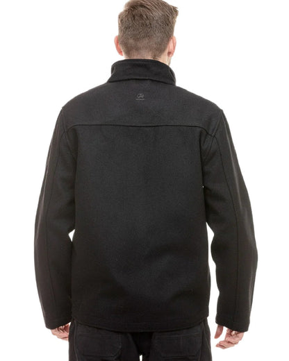 Black Coloured Swanndri Mens Falcon Wool Jacket on white background 