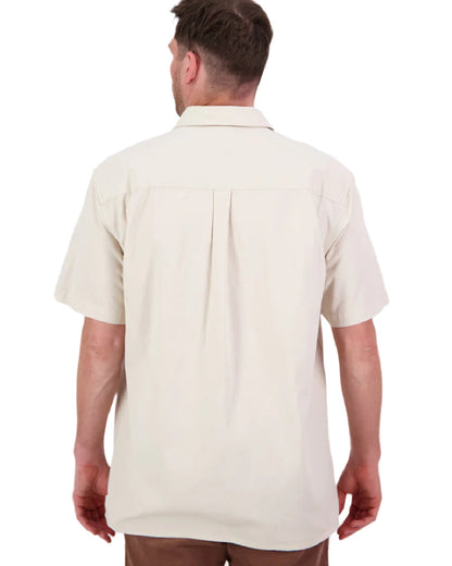Light Taupe Coloured Swanndri Mens Fundamentals Short Sleeve Work Shirt on white background 