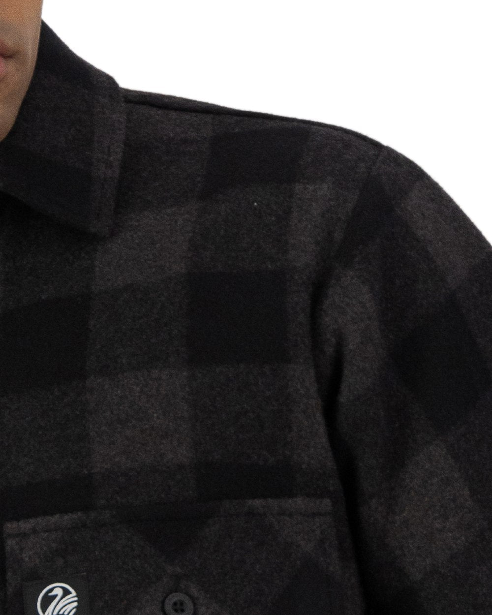 Grey Black Check Coloured Swanndri Mens Henderson Wool Jacket on white background 