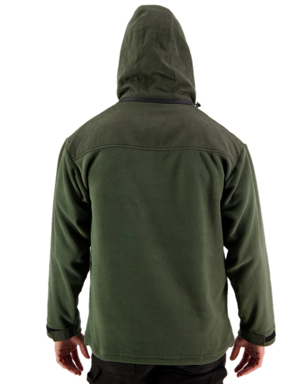 Olive Coloured Swanndri Mens High Rock Technical Fleece Hoodie on white background 