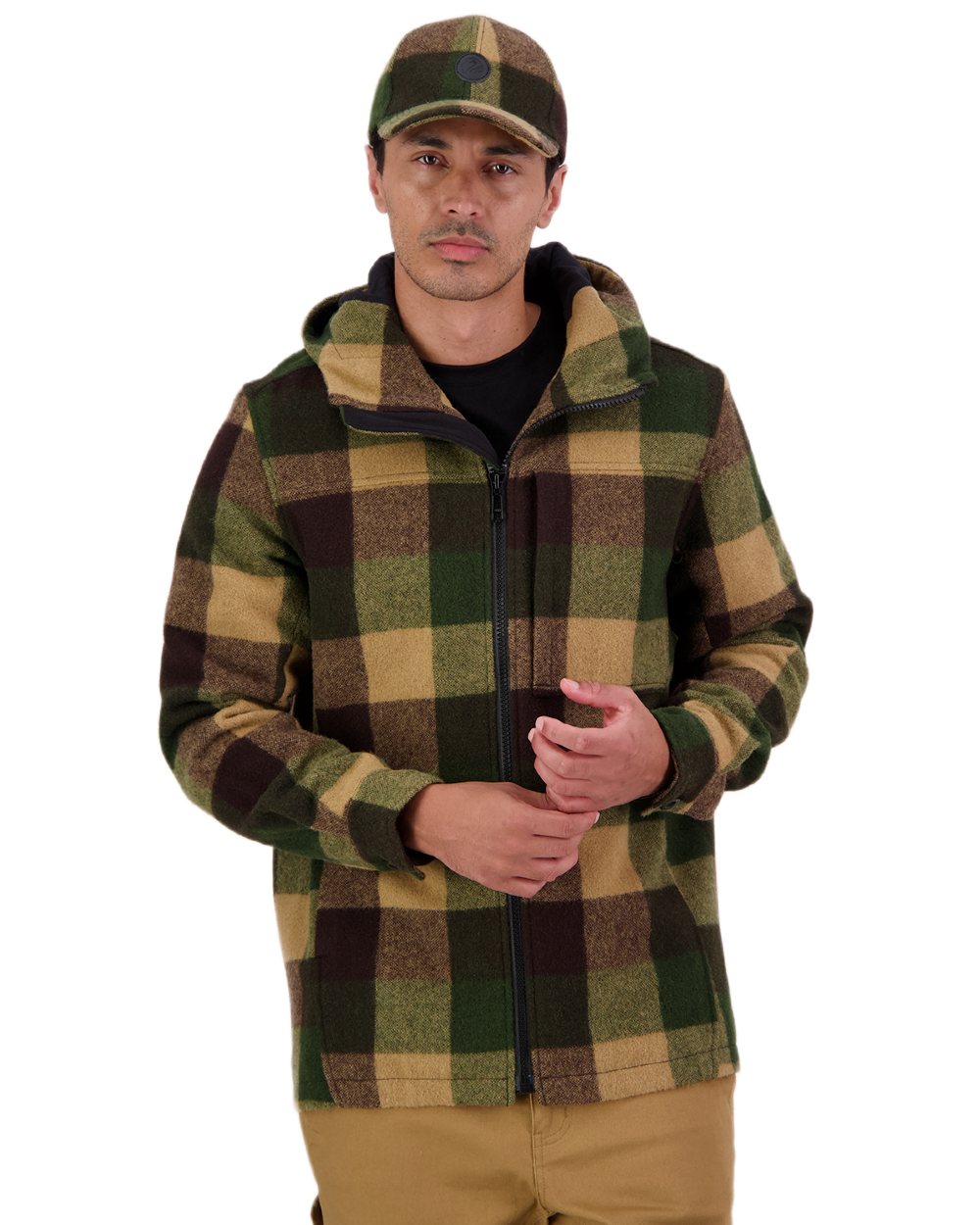 Checkamo Coloured Swanndri Mens Hudson Wool Hoodie on white background 