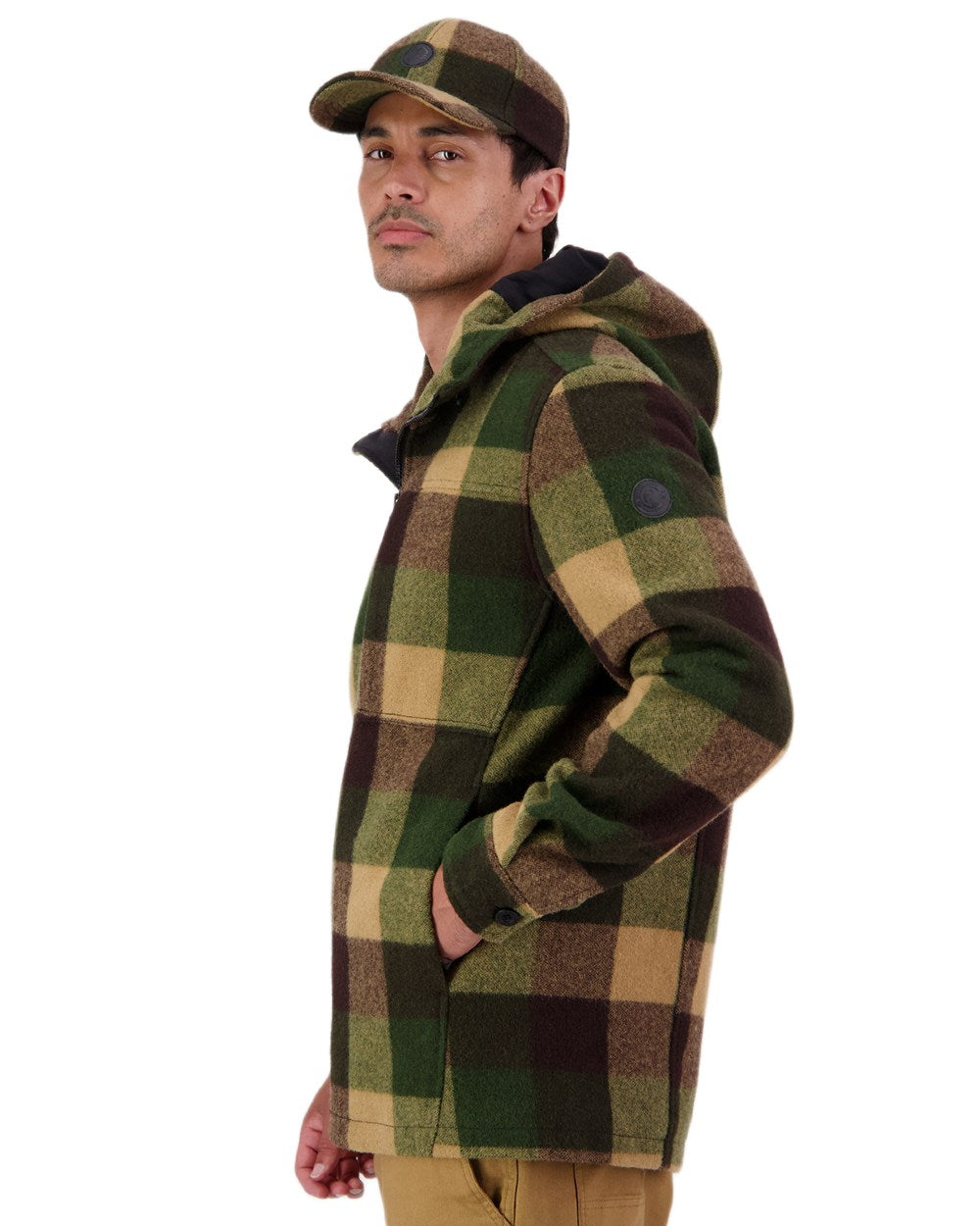 Checkamo Coloured Swanndri Mens Hudson Wool Hoodie on white background 