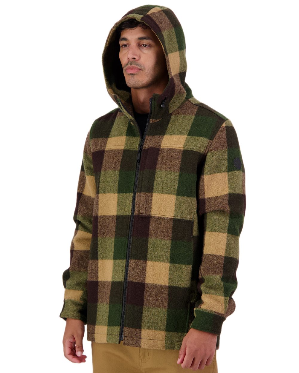 Checkamo Coloured Swanndri Mens Hudson Wool Hoodie on white background 