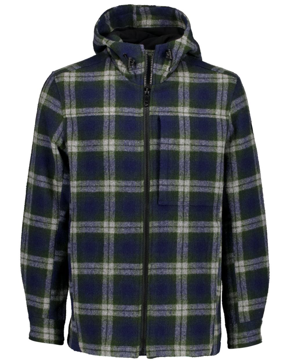Thornton Check Coloured Swanndri Mens Hudson Wool Hoodie on white background 
