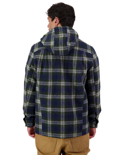 Thornton Check Coloured Swanndri Mens Hudson Wool Hoodie on white background 