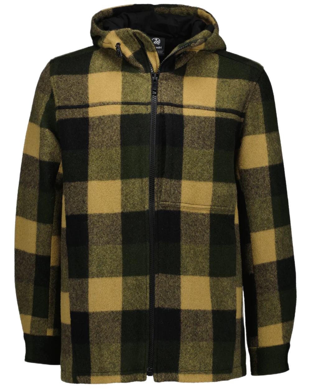 Yellowstone Check Coloured Swanndri Mens Hudson Wool Hoodie on white background 