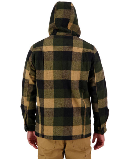 Yellowstone Check Coloured Swanndri Mens Hudson Wool Hoodie on white background 