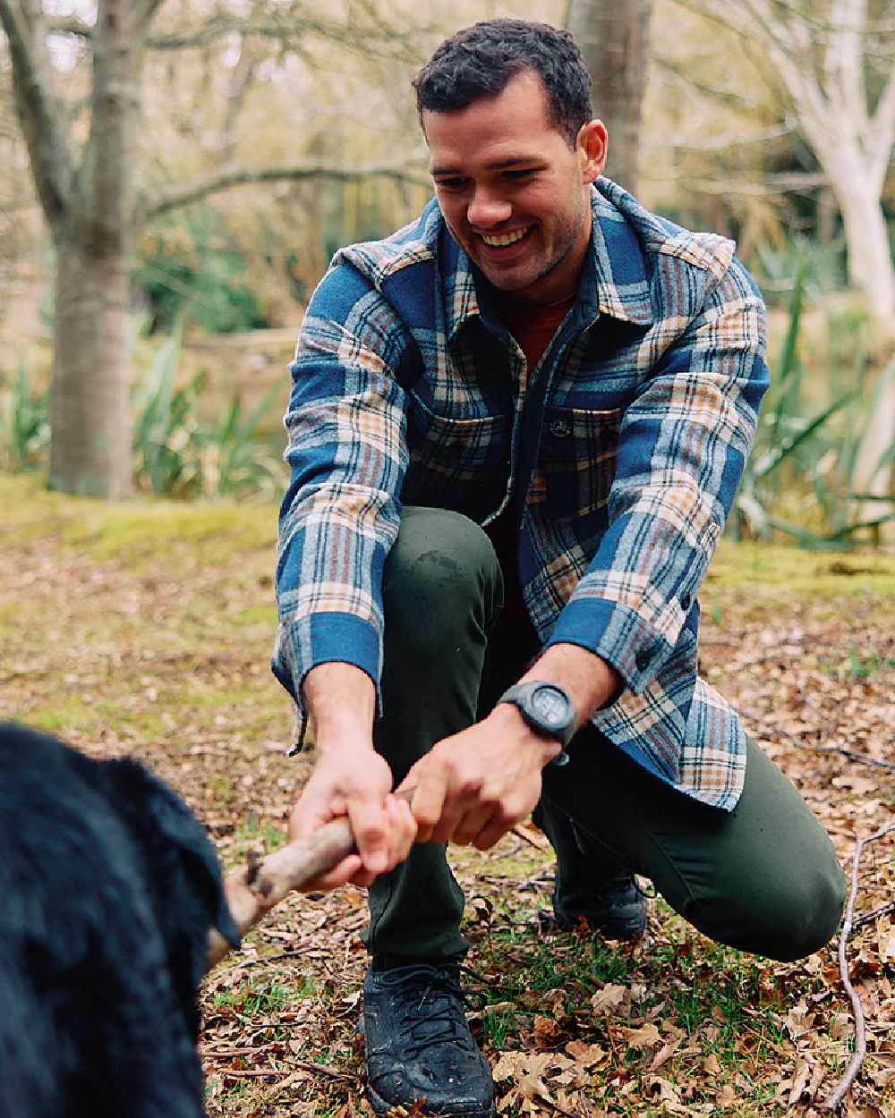 Atlantic Check Coloured Swanndri Mens Kiaraki V3 Wool Shacket on outdoor background 